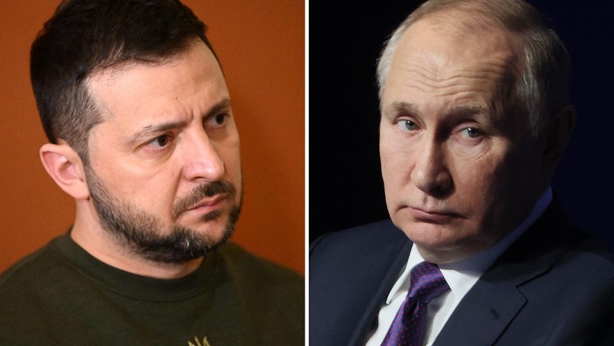 Les présidents ukrainien Volodymyr Zelensky et russe, Vladimir Pourine